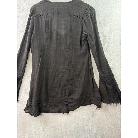 Free People Greta Gauze Button-Down Tunic – Black – Size S - Picture 2 of 8